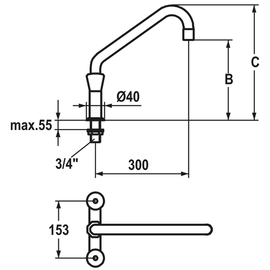 two-handle mixer tap GASTRO two-hole A 300 mm discharge height 315 mm product photo  S