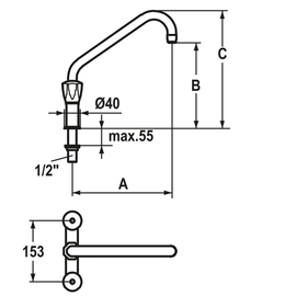 two-handle mixer tap GASTRO two-hole A 250 mm discharge height 215 mm product photo  S