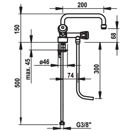 bar faucet two-handle mixer tap low pressure A 200 mm product photo  S