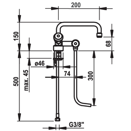 bar faucet two pipes two-handle mixer tap low pressure A 200 mm product photo  S