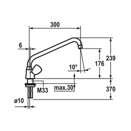 two-handle mixer tap GASTRO one hole A 300 mm discharge height 176 mm product photo  S