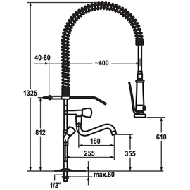 dish shower GASTRO standing fitting swivel spout A 180 mm H 1325 mm product photo  S