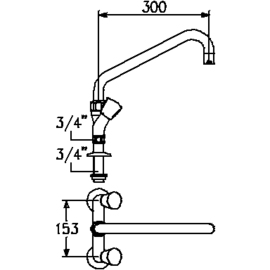 two-handle mixer tap GASTRO two-hole A 300 mm discharge height 252 mm product photo  S