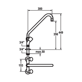 two-handle mixer tap GASTRO two-hole A 300 mm discharge height 356 mm product photo  S
