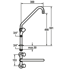 two-handle mixer tap GASTRO two-hole A 300 mm discharge height 498 mm product photo  S