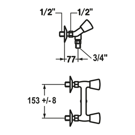 two-handle mixer tap GASTRO wall-mounted A 77 mm for hose connection 3/4" product photo  S