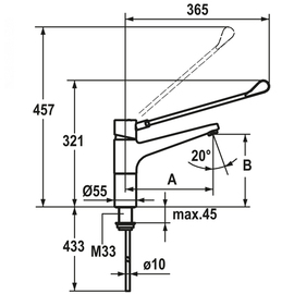 arm lever mixer tap GASTRO one hole outreach 150 mm | discharge height 162 mm product photo  S