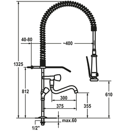 dish shower GASTRO standing fitting swivel spout A 300 mm H 1325 mm product photo  S