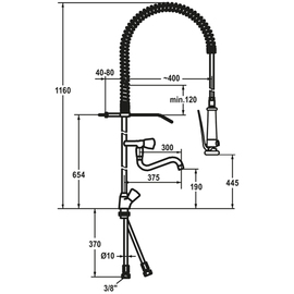 dish shower GASTRO swivel spout A 300 mm H 1160 mm product photo  S