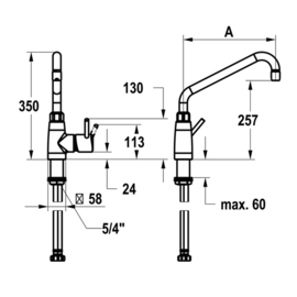 lever mixer tap GASTRO A 300 mm discharge height 257 mm product photo  S