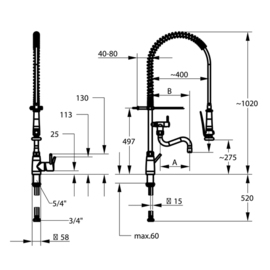 dish shower GASTRO one hole lever mixer tap A 200 mm product photo  S