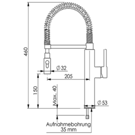 dish shower 3/8" lever mixer tap | low pressure A 205 mm product photo  S
