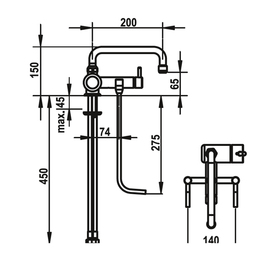 bar faucet two pipes lever mixer tap low pressure A 200 mm product photo  S
