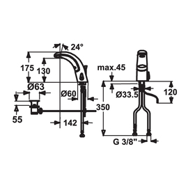 sensor mixer tap TRONIC mains operation with drain fitting product photo  S