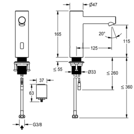 sensor mixer tap ONO E battery-operated product photo  S