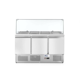 Kühltisch | dreitürig mit Glasdisplay 380L | 230V/310W | 1390x702x(H)1330mm product photo