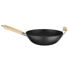 Wok with wooden handle | Ø324x565mm product photo S