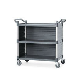 Polypropylene serving trolley with shelves | large | Includes shelf side panels | 1010x500x(H)960mm product photo  S