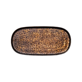 platter flat NIVO METALLIC stoneware brown | gold 300 mm x 150 mm product photo