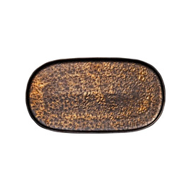 platter flat NIVO METALLIC stoneware brown | gold 340 mm x 190 mm product photo