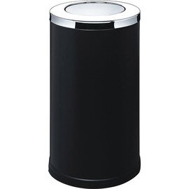 B-STOCK | dustbin with swinging lid - extra large, galvanized insert, color: black, powdercoated, dimensions: Ø 38 cm, height: 73 cm product photo