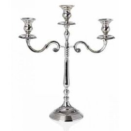 candle holder 3-flame aluminum shiny  H 400 mm product photo