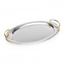 tray stainless steel bow-type handles shiny oval  L 560 mm  x 330 mm product photo