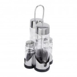 cruet • Vinegar | Oil | Pepper | salt glass stainless steel H 220 mm product photo