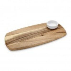 dip bowl set tray |1 little bowl wood porcelain  L 350 mm  B 180 mm  H 50 mm product photo