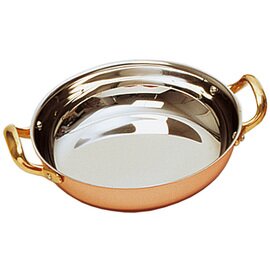 serving pan  • stainless steel  • copper | brass handles | riveted-on handles product photo