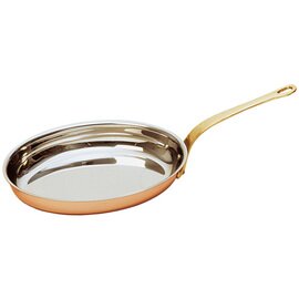 CLEARANCE | flambé pan  • stainless steel  • copper | 300 mm  x 200 mm  H 40 mm | long brass handle product photo