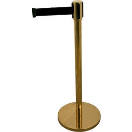 barrier post stainless steel golden coloured  | webbing colour black  Ø 0.35 m  L 2 m  H 0.95 m | webbing product photo