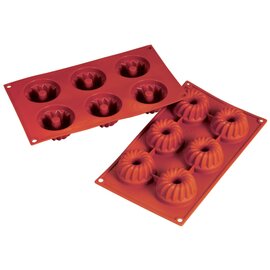 baking mould  • wreath  • rodon | 6-cavity | mould size Ø 70 x 35 mm  L 300 mm  B 175 mm product photo