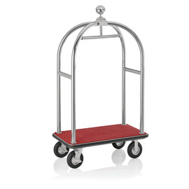 luggage trolley stainless steel red silver coloured | wheel Ø 200 mm H 1910 mm product photo