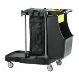 cleaning trolley black 4 swivel castors 2 braked castors 1260 mm  x 570 mm  H 1130 mm product photo