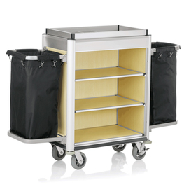 housekeeping cart bright edge profiles|bright wood look | 2 laundry bags product photo