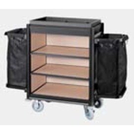 housekeeping cart black edge profiles|bright wood look | 2 laundry bags product photo