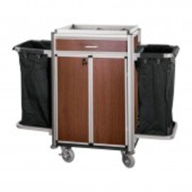 room service cart ISABELLA lockable dark wood look | 2 laundry bags product photo