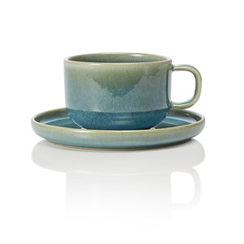 coffee cup with saucer ONE MYRTLE GREEN stoneware 220 ml product photo