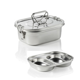 lunch box stainless steel | 2 compartments | 180 mm x 145 mm H 73 mm product photo
