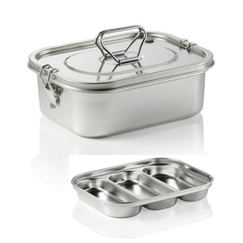 lunch box stainless steel | 3 compartments | 227 mm x 180 mm H 83 mm product photo