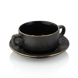 Soup cup with saucer MAYA KURO | porcelain black | 250 ml Ø 105 mm H 55 mm product photo