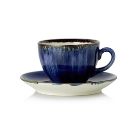 coffee cup 220 ml with saucer VIDA DARK OCEAN porcelain blue product photo