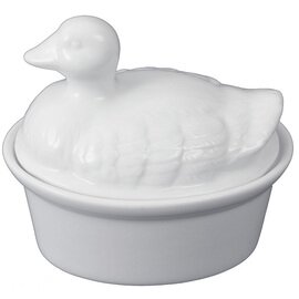 CLEARANCE | pate mould duck with lid porcelain white oval 200 ml  L 125 mm  B 95 mm product photo