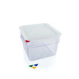 CLEARANCE | storage container with lid polycarbonate 4 ltr graduated scale  L 180 mm  B 180 mm  H 190 mm product photo