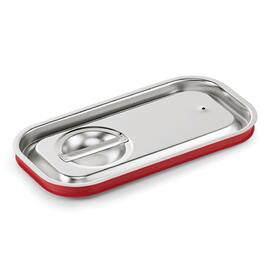 GN transport lid GN 1/3 stainless steel | pressure equalisation port | red silicone seal product photo
