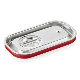 GN transport lid GN 1/4 stainless steel | pressure equalisation port | red silicone seal product photo
