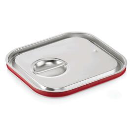 GN transport lid GN 2/3 stainless steel | pressure equalisation port | red silicone seal product photo
