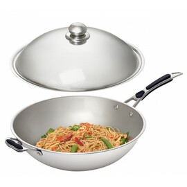 wok pan IW 35 with lid  • stainless steel 6000 ml  Ø 360 mm  H 110 mm | cold handles product photo