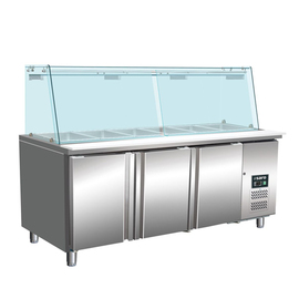 saladette SG 3070 with countertop vitrine 456 ltr | 3 solid doors | suitable for 5 x 1/1 GN product photo